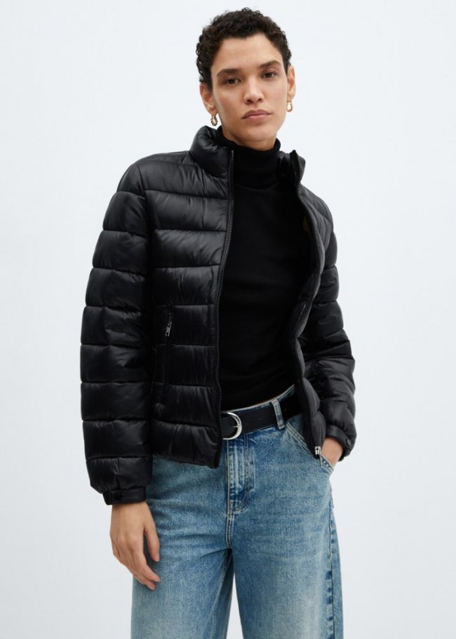 Mango Anorak acolchado bolsillos - Negro