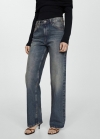 Mango Jeans rectos tiro medio - Azul oscuro vintage