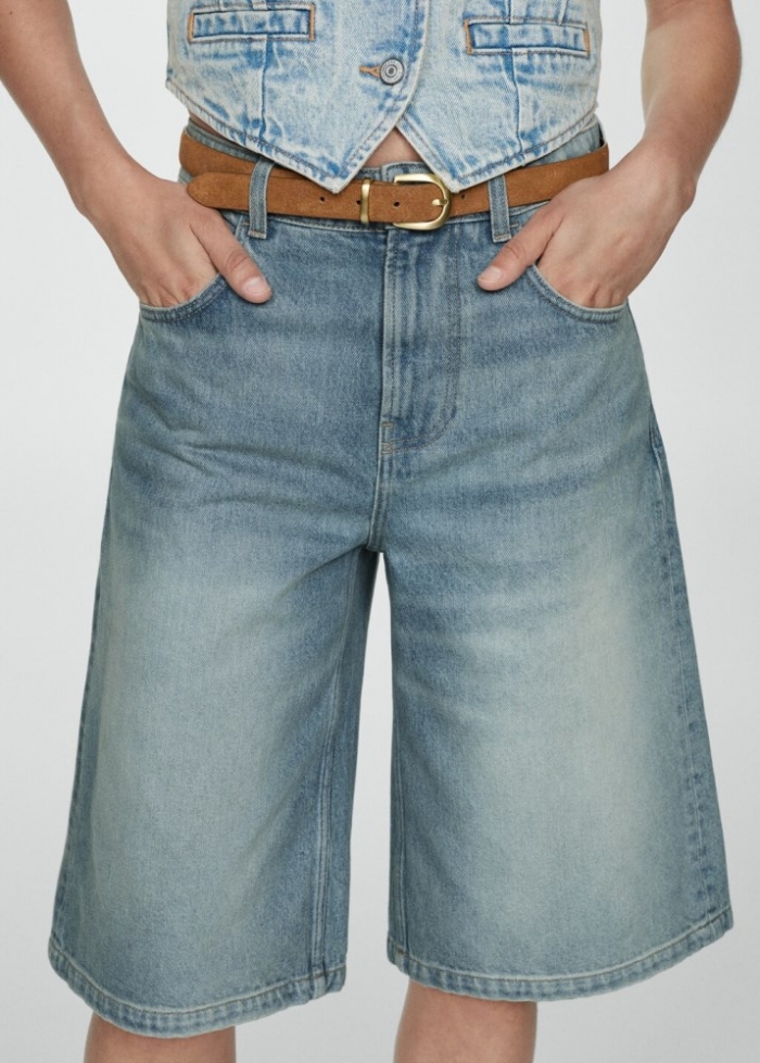 Mango Bermudas vaqueras loose - Azul medio