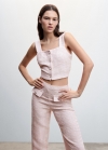 Mango Top tweed botones - Rosa claro
