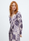 Mango Vestido tie-dye satinado - Morado claro/pastel