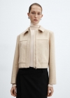 Mango Chaqueta cremallera costuras decorativas - Beige
