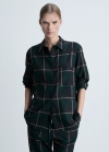 Mango Camisa pijama cuadros franela - Verde