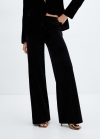 Mango Pantalón wideleg terciopelo - Negro