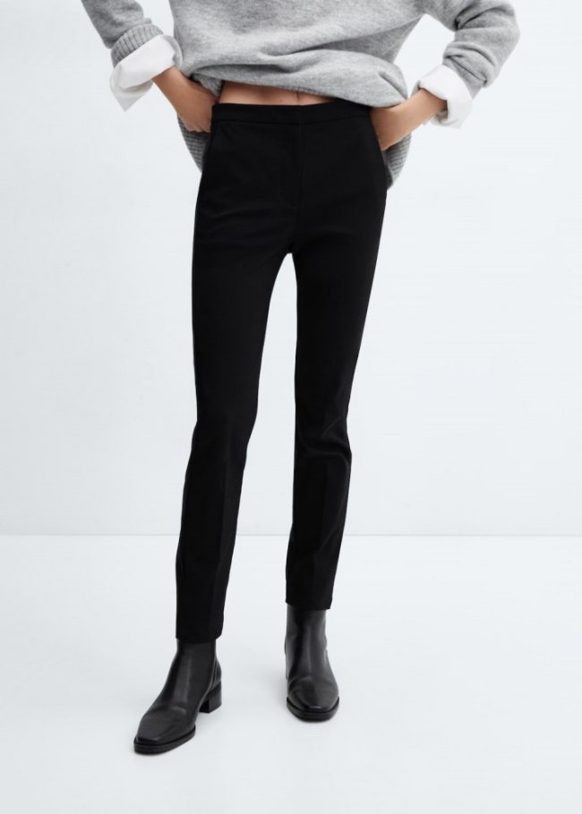 Mango Pantalón skinny crop - Negro