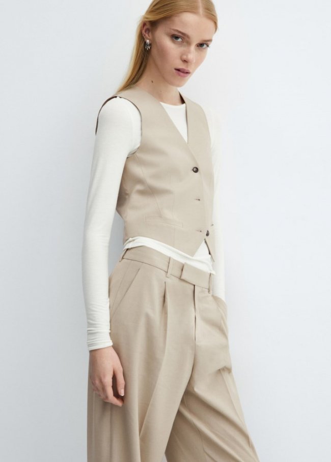 Mango Chaleco traje botones - Beige