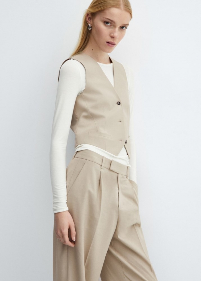 Mango Chaleco traje botones - Beige