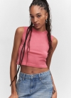 Mango Top crop cuello halter - Rosa