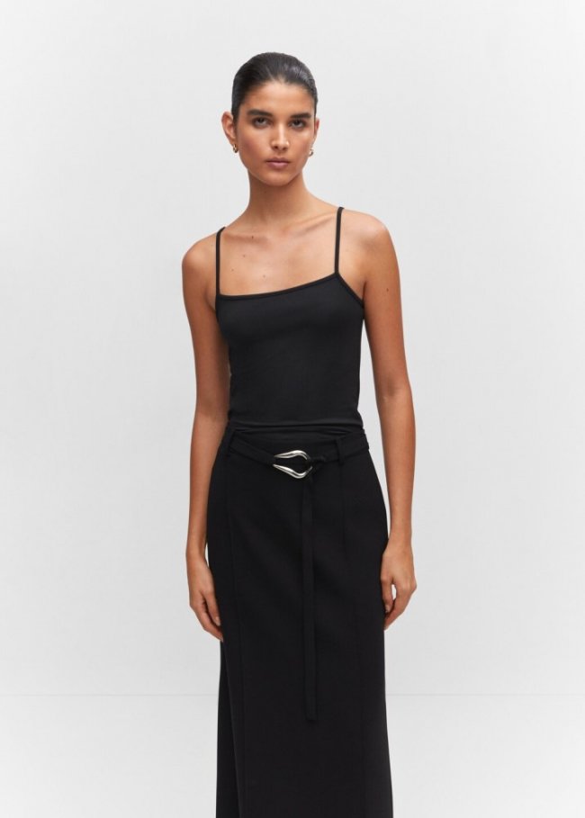 Mango Top tirantes finos - Negro