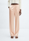 Mango Pantalón satinado cintura elástica - Pomelo