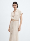 Mango Vestido camisero cinturón - Crudo