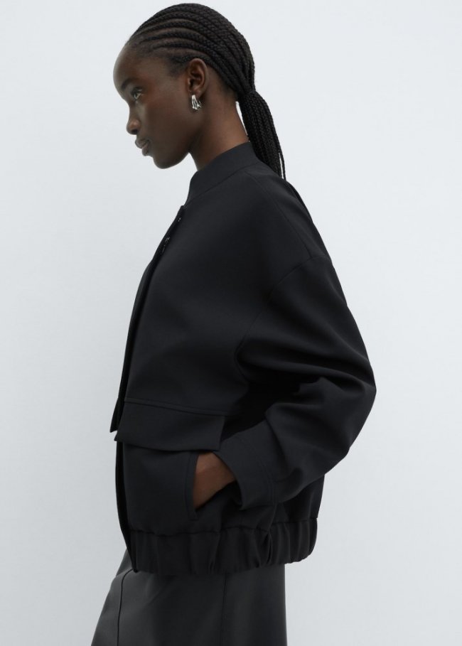 Mango Chaqueta bomber oversize - Negro