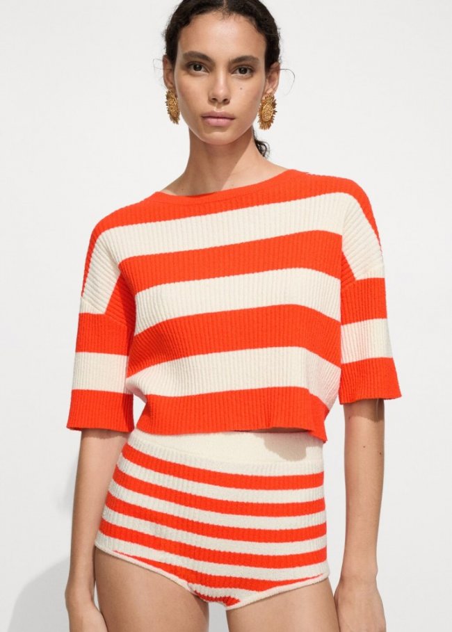 Mango Jersey punto rizado canalé - Naranja