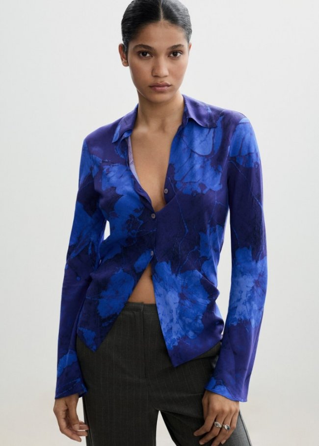 Mango Camisa estampado floral - Azul