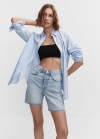 Mango Bermudas vaqueras rotos decorativos - Azul claro
