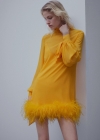 Mango Vestido semitransparente plumas - Amarillo