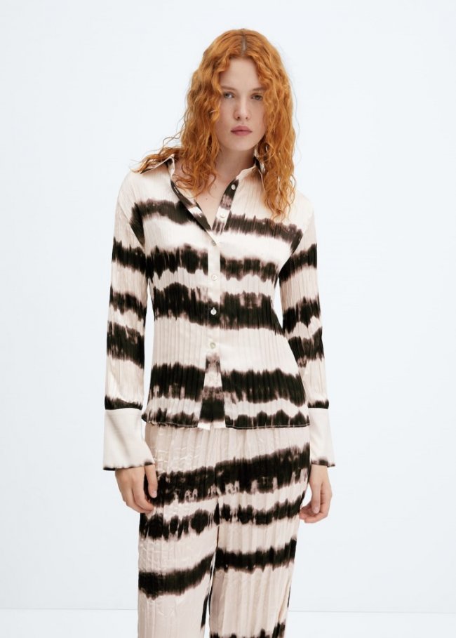 Mango Camisa plisada tie-dye - Crudo