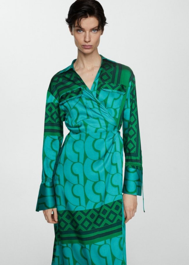Mango Vestido estampado lazo - Azul