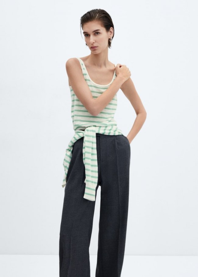 Mango Top punto rayas - Blanco