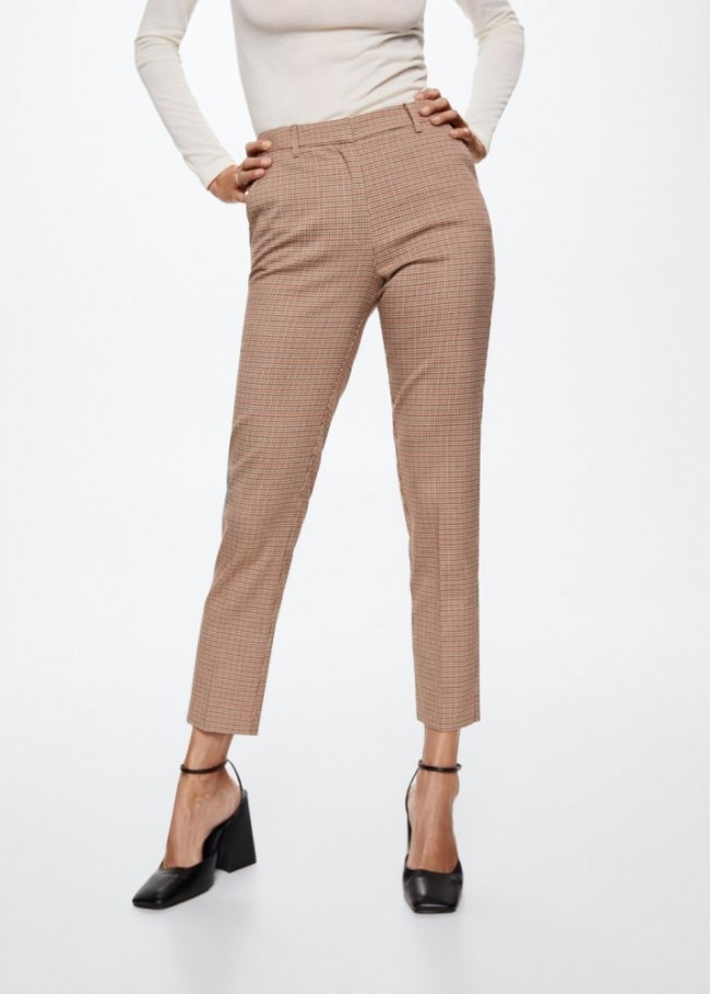 Mango Pantalón traje skinny pata de gallo - Rojo