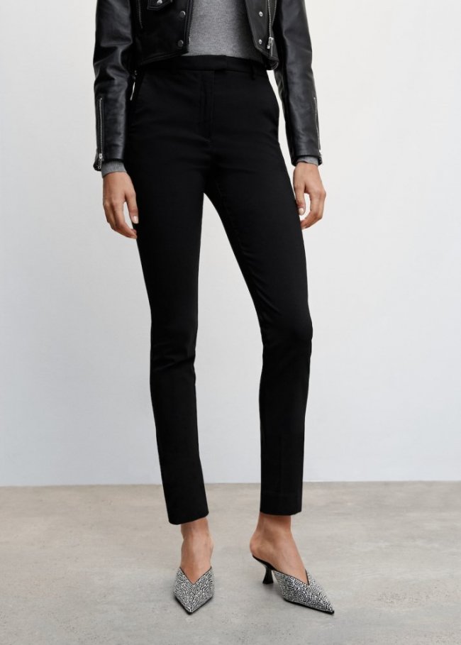 Mango Pantalón skinny crop - Negro