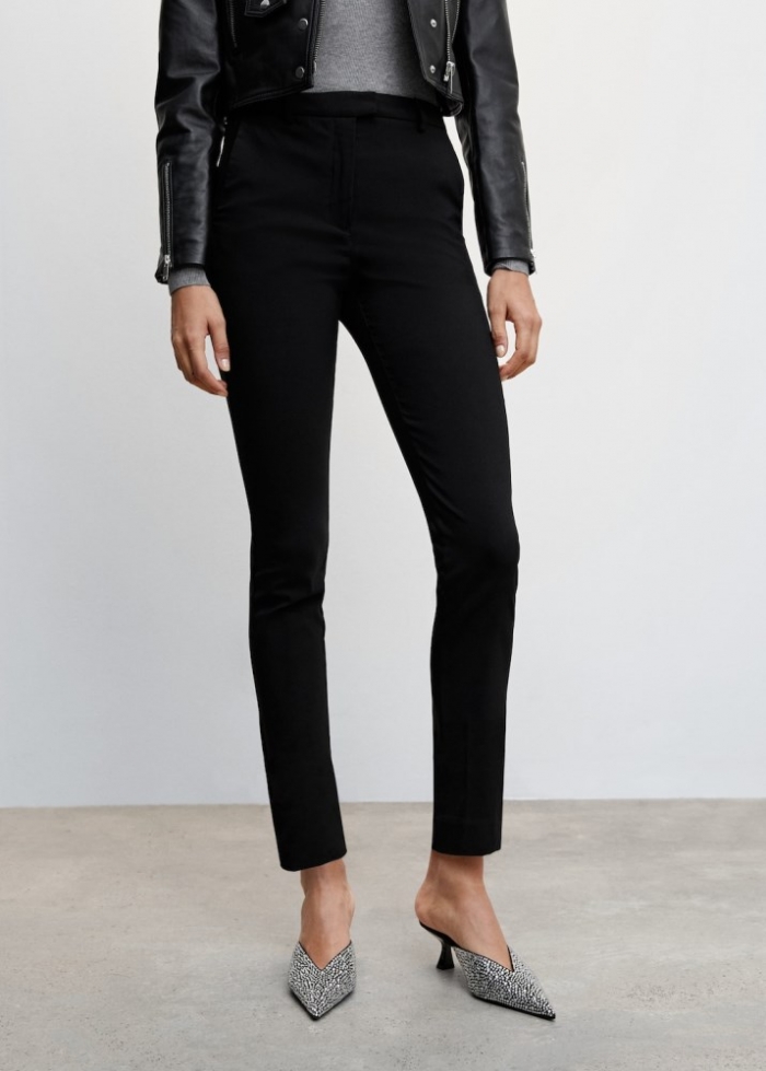 Mango Pantalón skinny crop - Negro