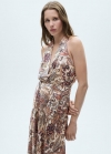 Mango Vestido estampado lazo - Blanco roto