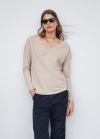 Mango Camiseta algodón cuello pico - Beige