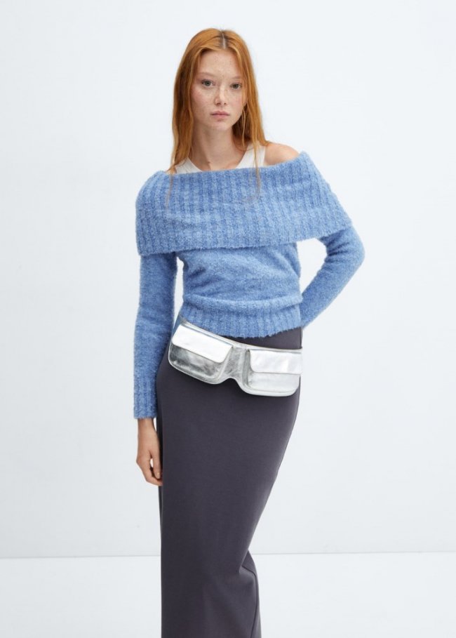 Mango Jersey punto hombros descubiertos - Azul