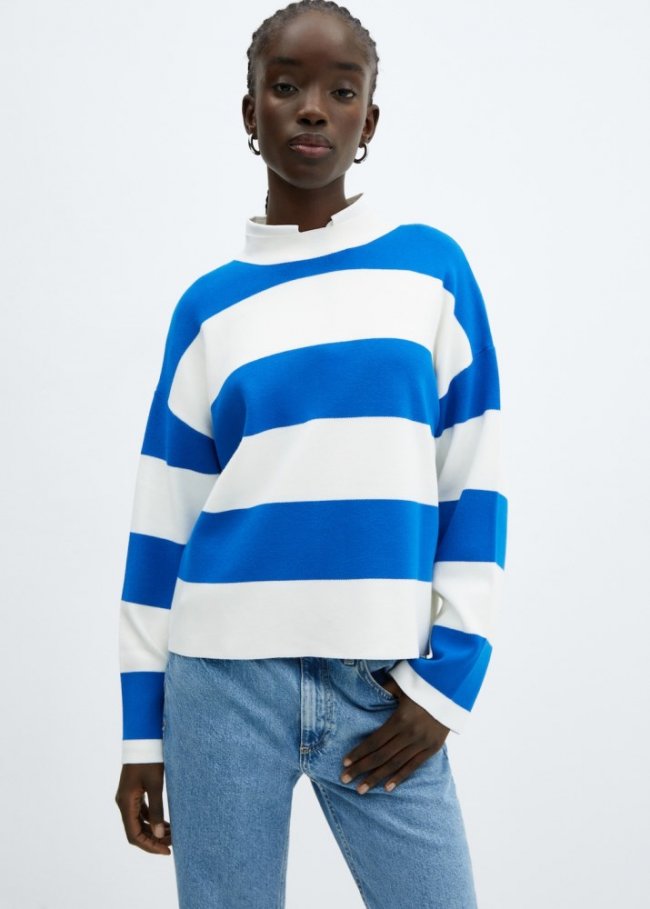 Mango Jersey punto cuello perkins - Azul eléctrico