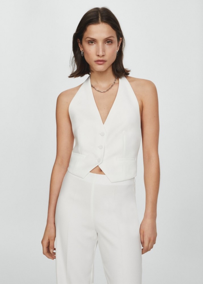 Mango Chaleco traje botones - Blanco