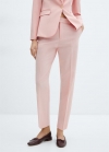 Mango Pantalón recto traje - Rosa pastel