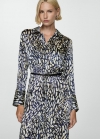 Mango Vestido satinado estampado - Azul
