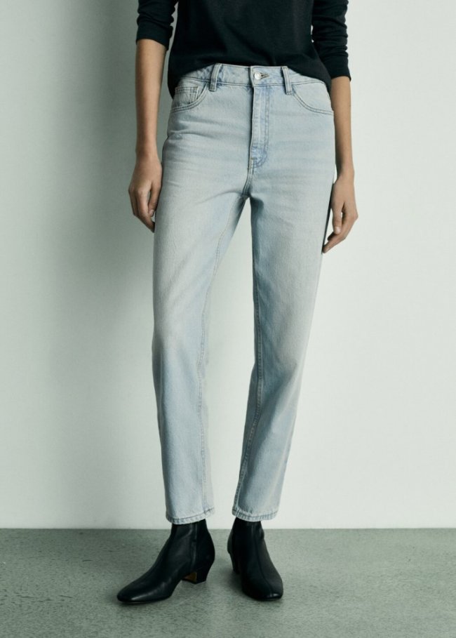Mango Jeans Mom2000 mom tiro alto - Azul medio vintage
