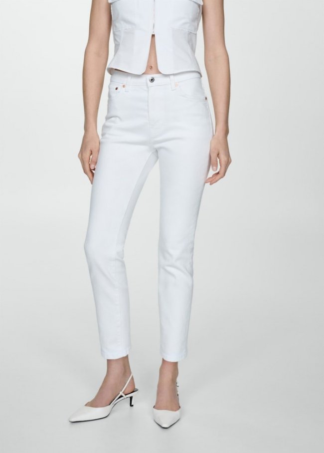 Mango Jeans Claudia slim crop - Blanco