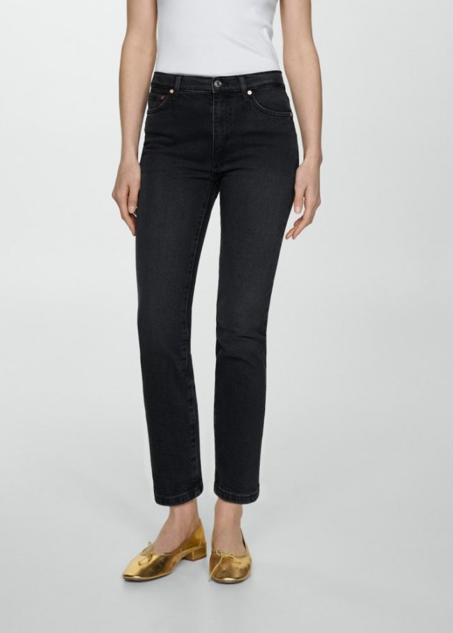 Mango Jeans Claudia slim crop - Denim negro