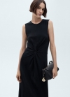 Mango Vestido midi detalle drapeado - Negro