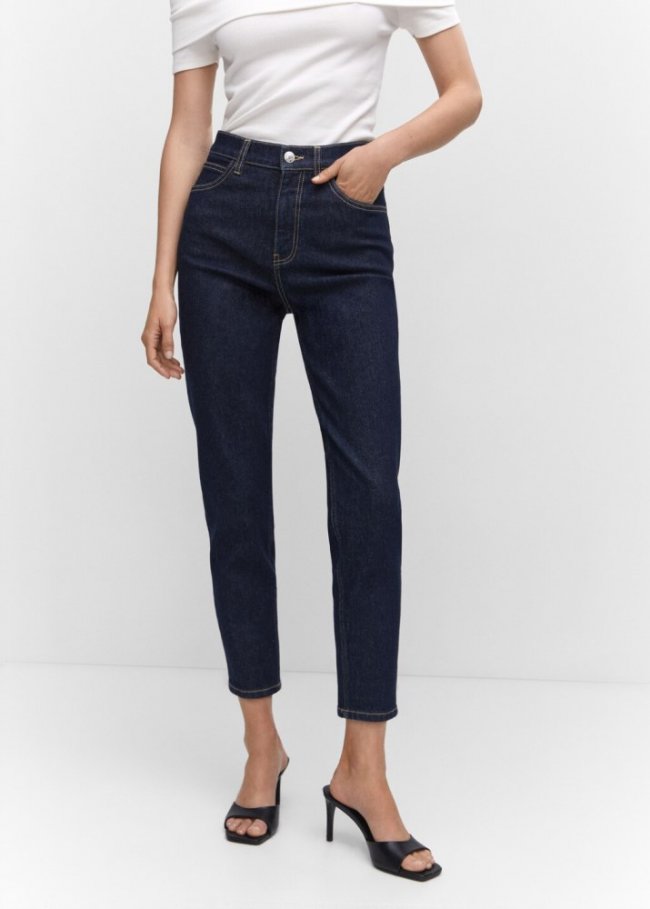 Mango Jeans Newmom confort tiro alto - Azul