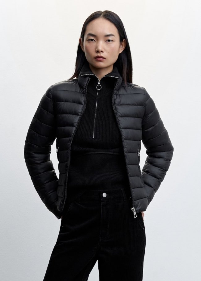 Mango Anorak acolchado bolsillos - Negro