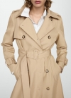 Mango Trench algodón doble botonadura - Marrón medio