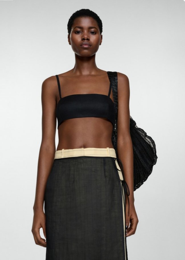 Mango Top crop lino - Negro