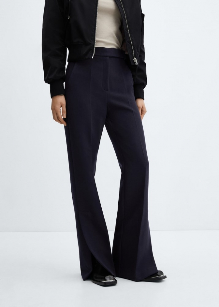 Mango Pantalón recto aberturas - Azul marino