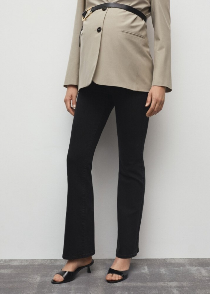Mango Jeans flare premamá - Denim negro