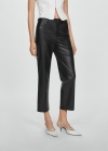 Mango Pantalón recto efecto piel - Negro