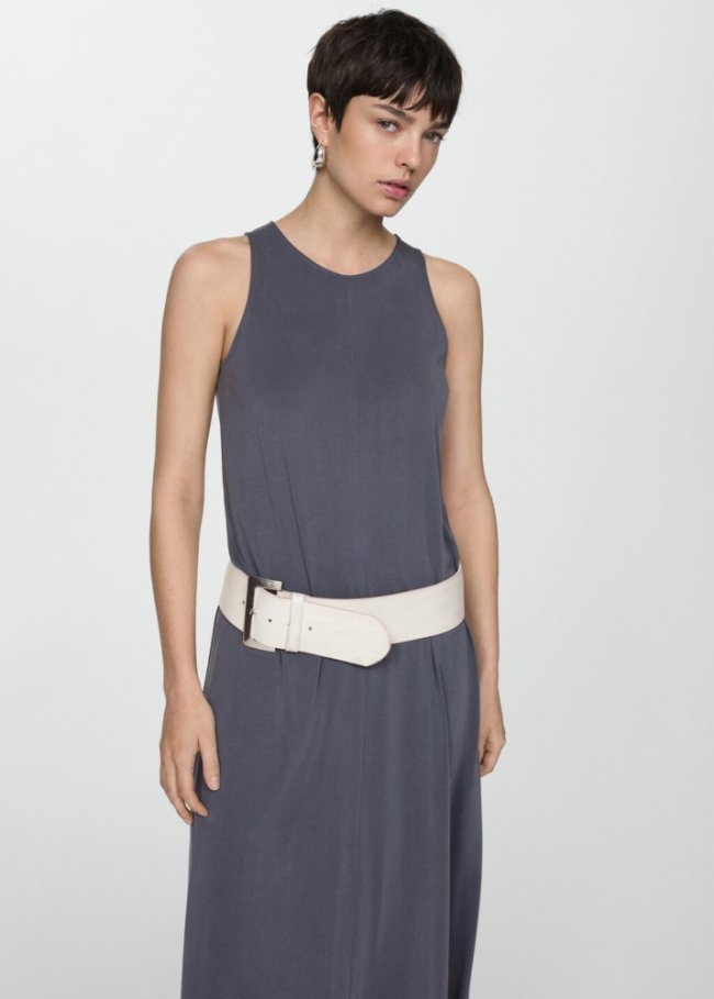 Mango Vestido largo tirantes - Azul