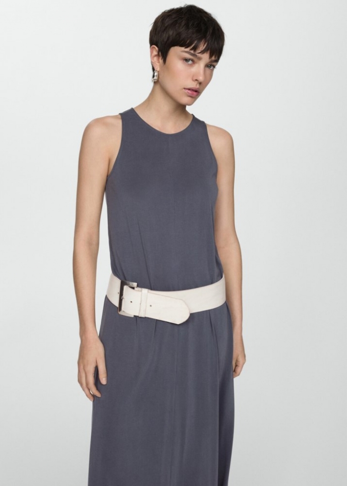 Mango Vestido largo tirantes - Azul