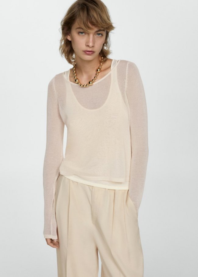 Mango Jersey punto combinado - Beige