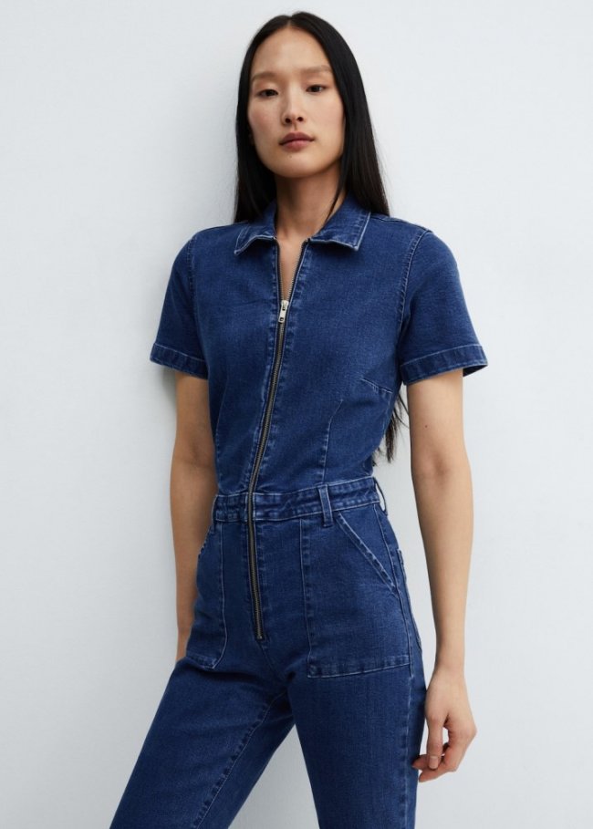 Mango Mono vaquero cremallera - Azul oscuro