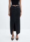 Mango Falda vaquera abertura - Denim negro