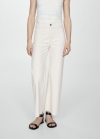Mango Jeans Catherin culotte tiro alto - Blanco roto